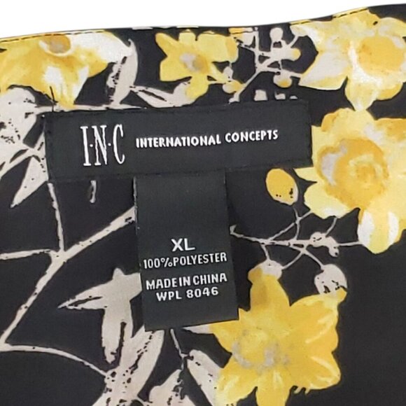 INC International Concepts Black & Yellow Floral Blouse XL - Picture 4 of 5